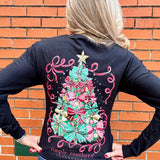 Simply Southern Christmas Tree Long Sleeve Tee In black at ooh la la! in Grapevine TX 76051