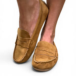 Corky's Penny for Your Thoughts Moccasin Loafer - Camel Faux Suede at ooh la la! in Grapevine TX 76051