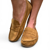 Corky's Penny for Your Thoughts Moccasin Loafer - Camel Faux Suede at ooh la la! in Grapevine TX 76051