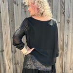 Silk Tunic & Pants w/ Sequin Detail in black at ooh la la! in Grapevine TX 76051