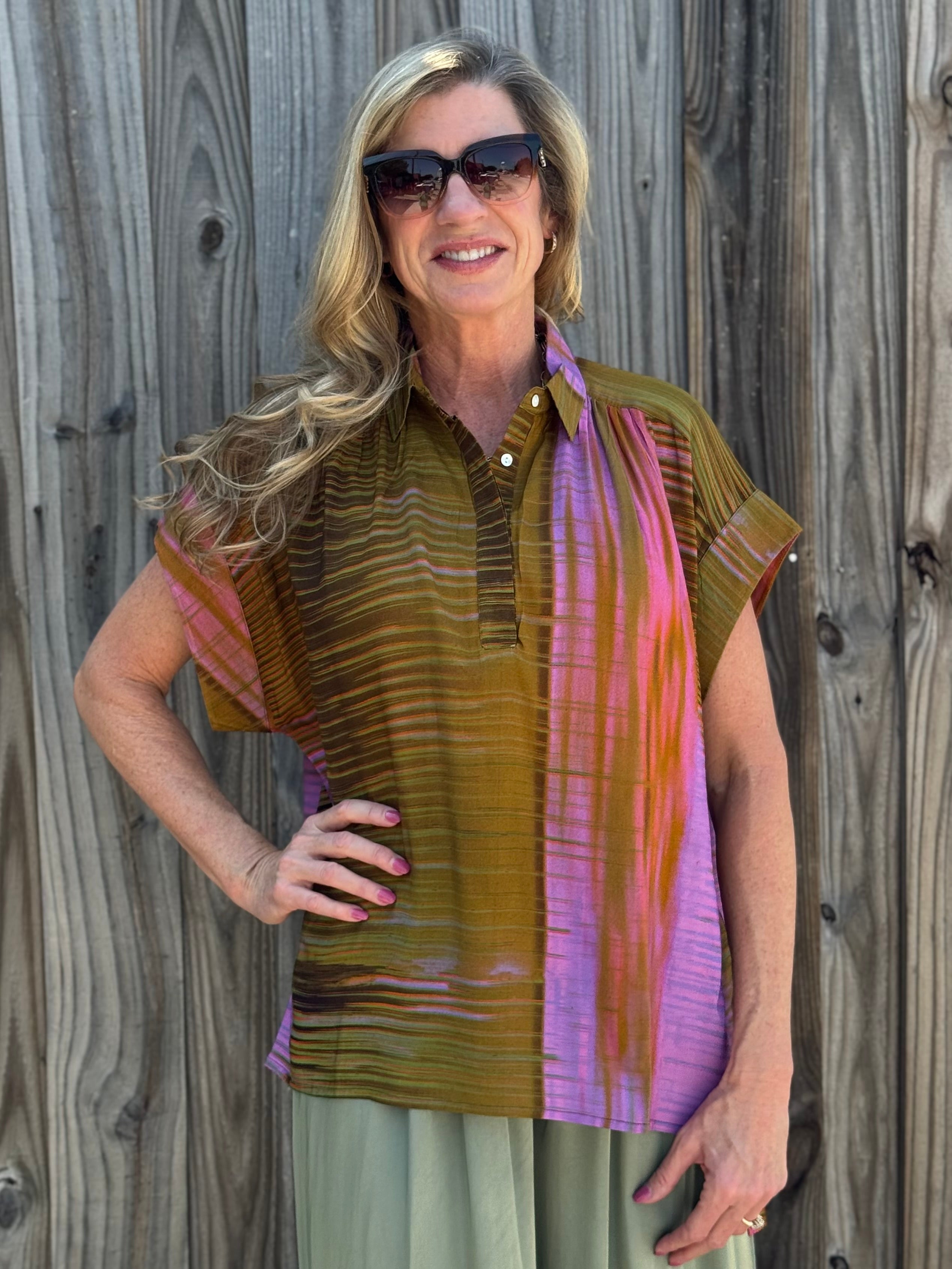 Wild Orchid Cap Sleeve Hi-Lo Top at ooh la la! in Grapevine TX 76051