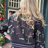 Queen of Sparkles Black Multi Rainbow Trim Martini Sweatshirt at ooh la la! in Grapevine TX 76051