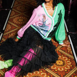 Wicked X Queen of Sparkles Colorblock Glinda & Elphaba Button Up Cardigan at ooh la la! in Grapevine TX 76051