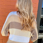 Glitter Stripe Boat Neck Sweater in taupe at ooh la la! in Grapevine TX 76051