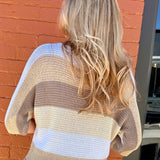 Glitter Stripe Boat Neck Sweater in taupe at ooh la la! in Grapevine TX 76051