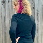 Molly Bracken Long Sleeve  V Neck Knit Top in black at ooh la la! in Grapevine TX 76051