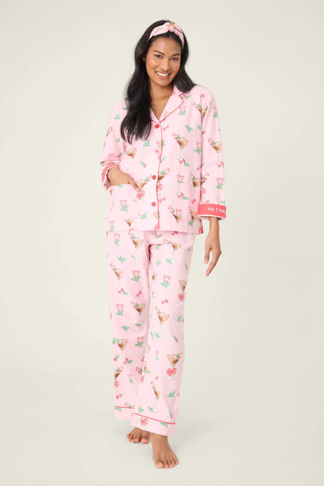 PJ Salvage Tini Time Drink Print 3-Piece Flannel PJ Set at ooh la la! in Grapevine TX 76051