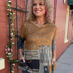 Knit V-neck Tunic in Camel/Grey melange at ooh la la! in Grapevine TX 76051