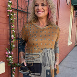 Knit V-neck Tunic in Camel/Grey melange at ooh la la! in Grapevine TX 76051