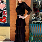 Mesh Tiered Maxi Skirt in black at ooh la la! in Grapevine TX 76051