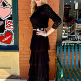 Mesh Tiered Maxi Skirt in black at ooh la la! in Grapevine TX 76051