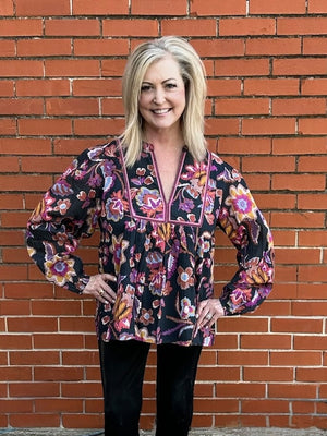 Molly Bracken Abstract Floral Top