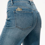 Charming Flowers Embroidered Mid Rise Wide Leg Jeans at ooh la la! in Grapevine TX 76051