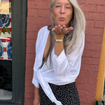 Made in Italy Tie Front Batwing Cardigan in white at ooh la la! in Grapevine TX 76051