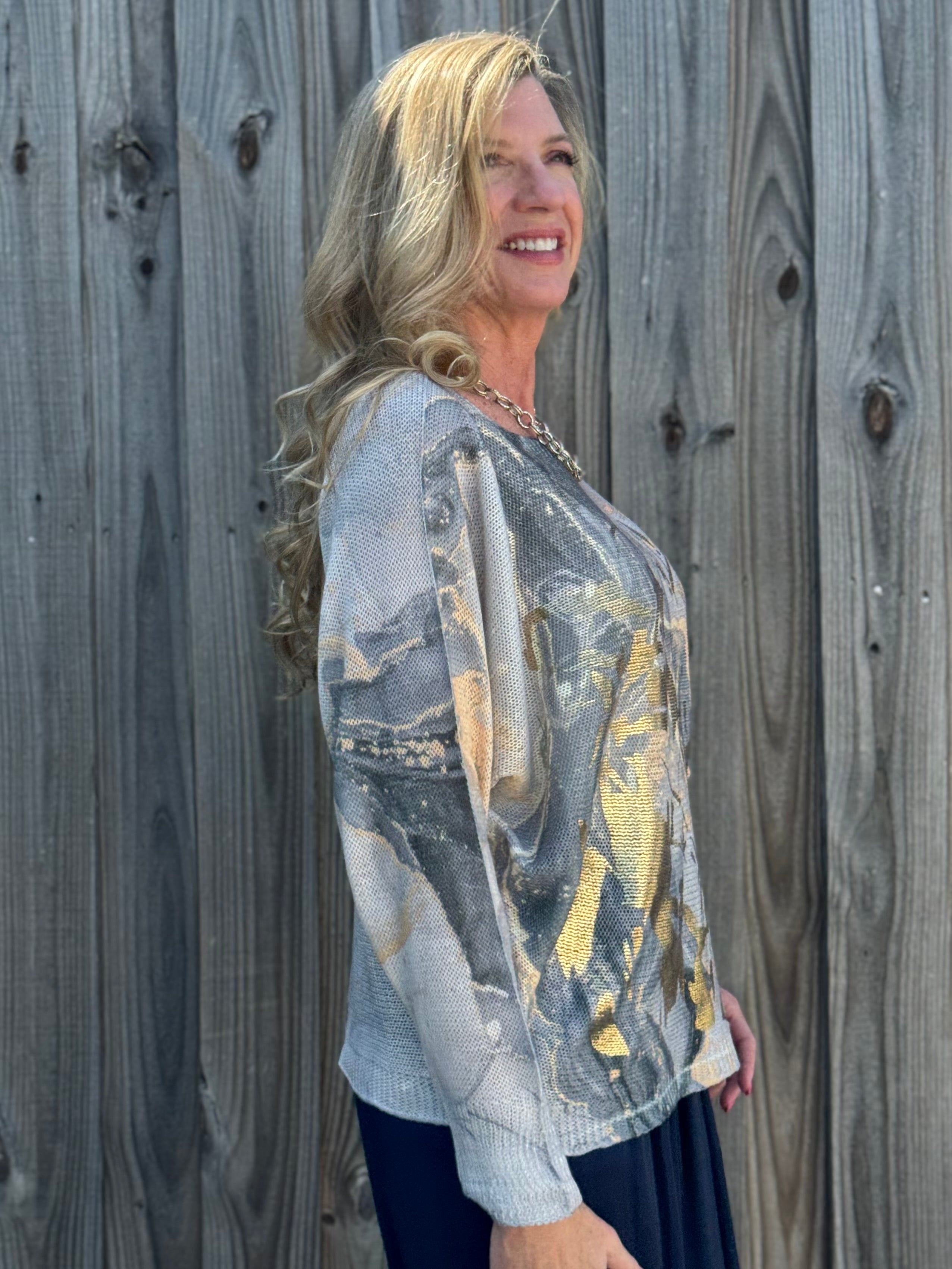 Marble Print Batwing Sweater at ooh la la! in Grapevine TX 76051