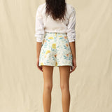 Floral high waisted shorts, watercolor print shorts, cotton floral shorts, women's summer fashion, high rise floral bottoms, breathable summer shorts, chic floral apparel. at ooh la la! in Grapevine TX 76051