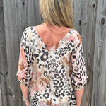 Cheetah Flower Silk VNeck Blouse at ooh la la! in Grapevine TX 76051