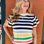 Short Sleeve Striped Knit Top at ooh la la! in Grapevine TX 76051