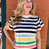 Short Sleeve Striped Knit Top at ooh la la! in Grapevine TX 76051