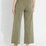 Lysse Erin Hi Waist Wide Leg Pull On Jeans in antique wash smoked green at ooh la la! in Grapevine TX 76051