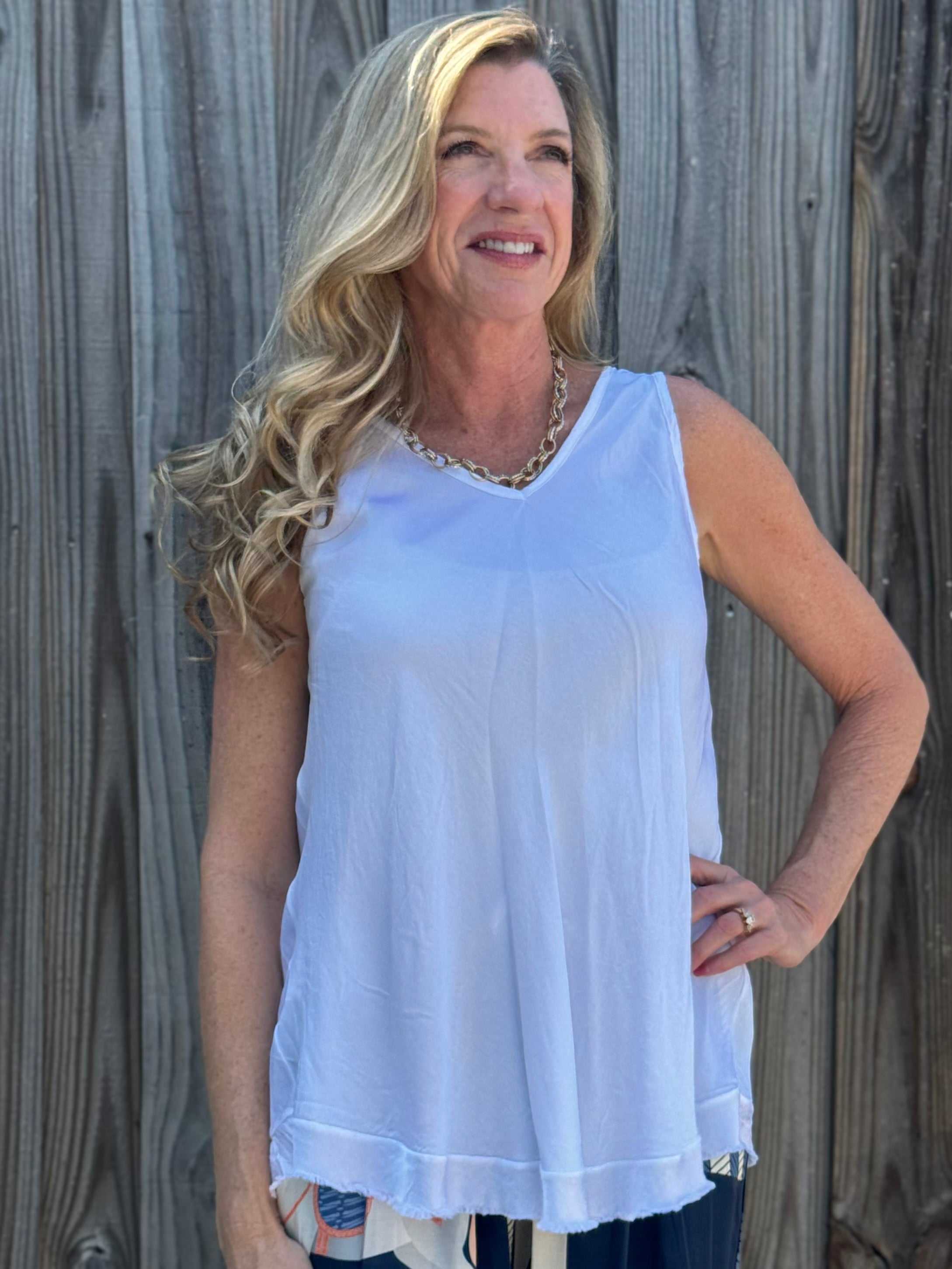 Satin V-Neck Tank Top