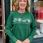 Christmas Sketchy Season Long Sleeve Tee in green at ooh la la! in Grapevine TX 76051