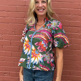 THML Puff Sleeve Print V-Neck Top at ooh la la! In Grapevine TX 76051