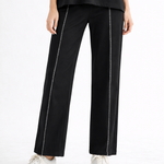 Kenya Pant black, Joh pant, luxury wide-leg pants, designer contrast stitch trousers, high-end pull-on pants, minimalist luxury fashion, premium women's loungewear, structured wide-leg trousers at ooh la la! in Grapevine TX 76051