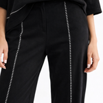 Kenya Pant black, Joh pant, luxury wide-leg pants, designer contrast stitch trousers, high-end pull-on pants, minimalist luxury fashion, premium women's loungewear, structured wide-leg trousers at ooh la la! in Grapevine TX 76051