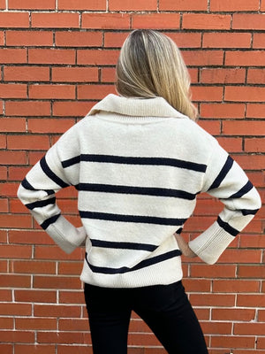 Molly Bracken Striped Polo Style Sweater