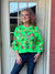 Queen of Sparkles Neon Green Tinsel, Lights, & Ornament Sweatshirt at ooh la la! in Grapevine TX 76051