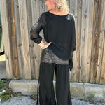 Silk Tunic & Pants w/ Sequin Detail in black at ooh la la! in Grapevine TX 76051