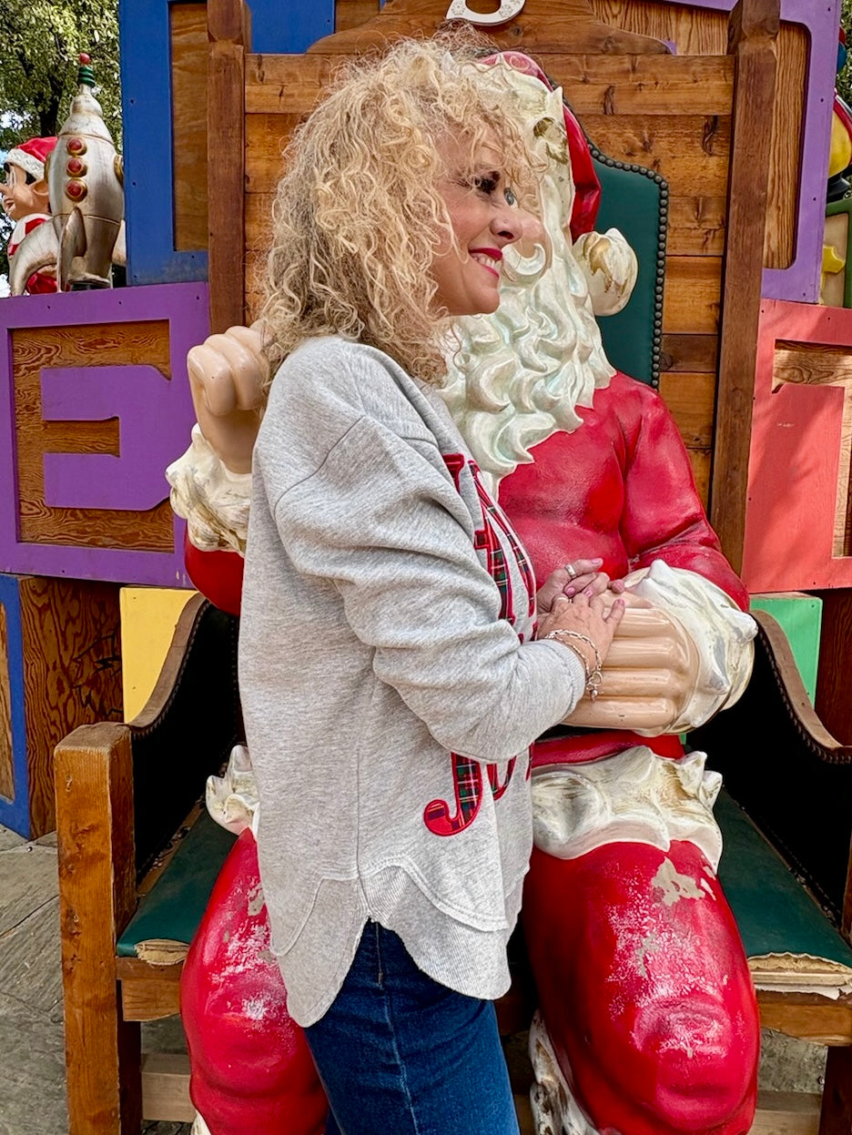 Holly Jolly Blast Sweatshirt In oatmeal at ooh la la! in Grapevine TX 76051