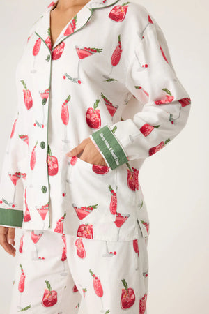 PJ Salvage Cranberries & Cocktails Flannel PJ Set