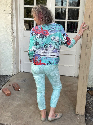 Made in Italy Tie Dye Jegging - Mint - at ooh la la! in Grapevine TX 76051