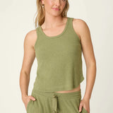 PJ Salvage Rib Knit Lounge Tank Top in Heather Dark Olive at ooh la la! in Grapevine TX 76051