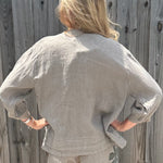 Linen Bomber Jacket in taupe at ooh la la! in Grapevine TX 76051