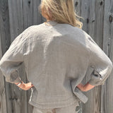 Linen Bomber Jacket in taupe at ooh la la! in Grapevine TX 76051