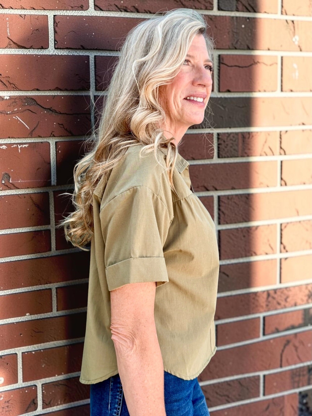 Velvet Heart Alameda Shirt in Aloe Olive at ooh la la! in Grapevine TX 76051