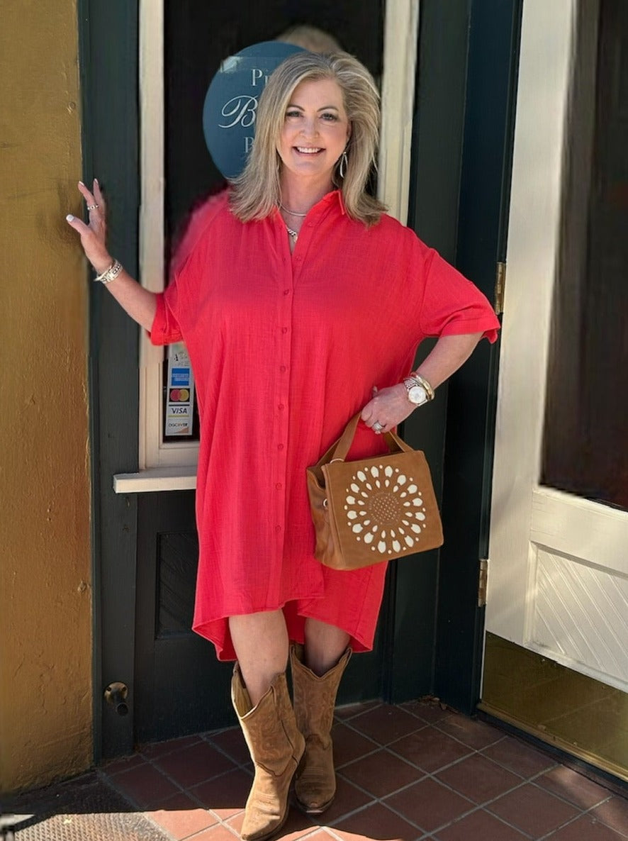 Molly Bracken Tab Sleeve Shirt Dress at ooh la la! in Grapevine TX 76051