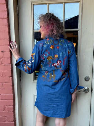 Texas Embroidered Denim Dress at ooh la la! in Grapevine TX 76051