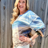 Queen of Sparkles Multi Beach Scene sparkly oversized Sweatshirt at ooh la la! in Grapevine TX 76051