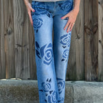 Rose Printed Straight Leg Jeans at ooh la la! in Grapevine TX 76051