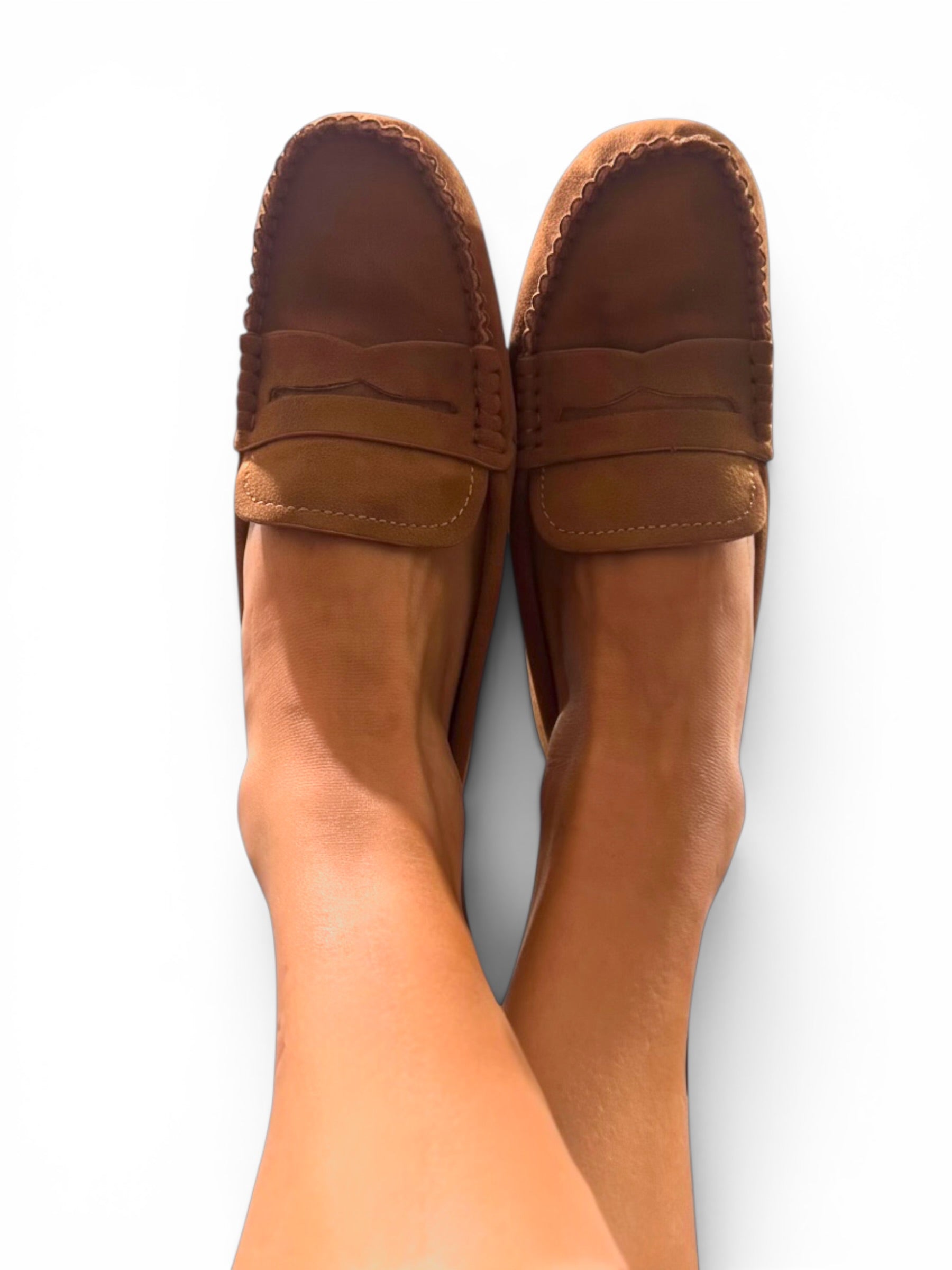 Corky's Penny for Your Thoughts Moccasin Loafer - Camel Faux Suede at ooh la la! in Grapevine TX 76051