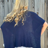 Ribbed Knit Wrap with Tab in navy at ooh la la! in Grapevine TX 76051