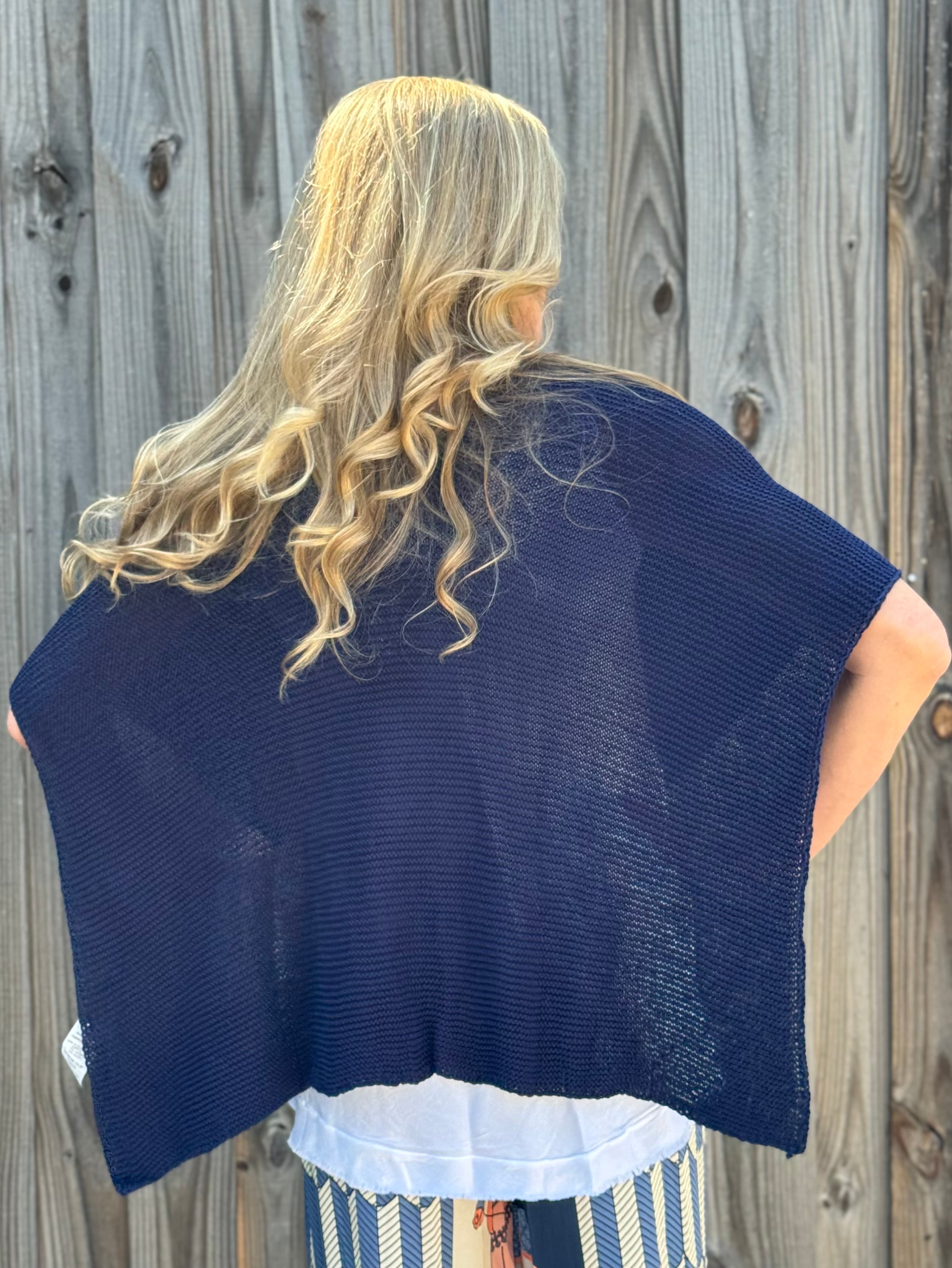 Ribbed Knit Wrap with Tab in navy at ooh la la! in Grapevine TX 76051