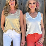 Ribbed Shimmer Tank Top in Gold or Silver at ooh la la! in Grapevine TX 76051
