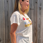 USA icon tee, patriotic shirt, Queen of Sparkles, women fashion, white t-shirt, American apparel at ooh la la! in Grapevine TX 76051