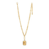 Tova Mini Soleil Necklace featuring gold paperclip chain with golden shadow crystal pendant