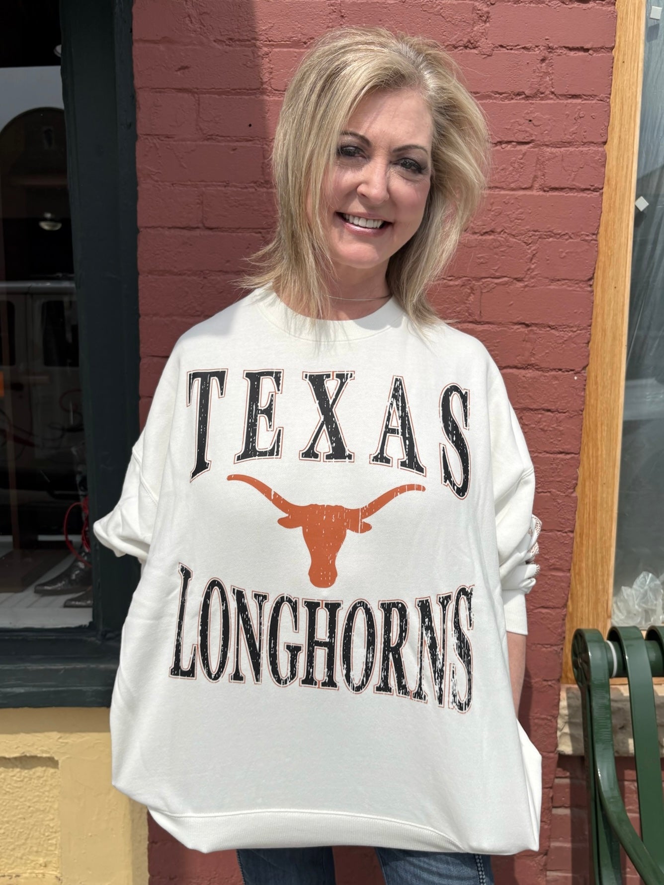 Texas Longhorns Star Sleeve Oversized Sweatshirt at ooh la la! in Grapevine TX 76051